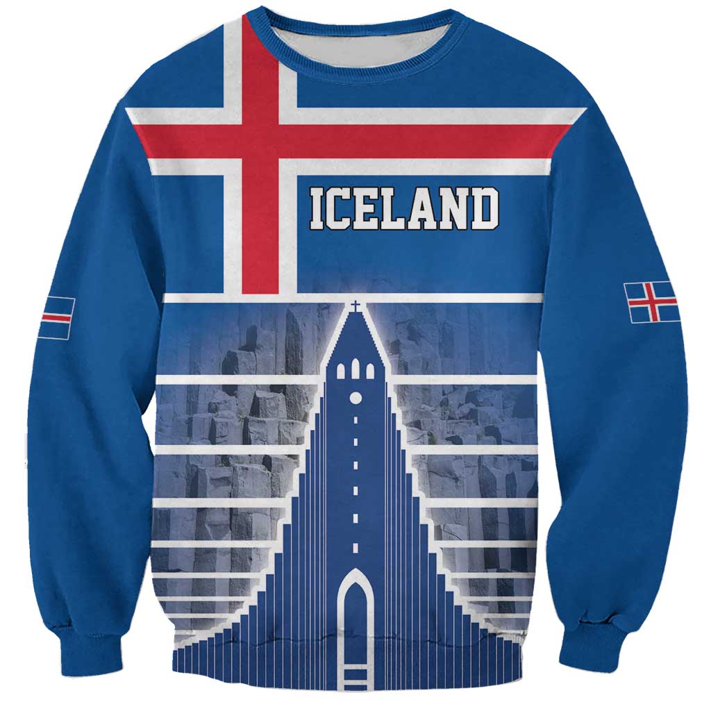 Iceland Hallgrimskirkja Church Sweatshirt Icelandic Flag Design - Wonder Print Shop