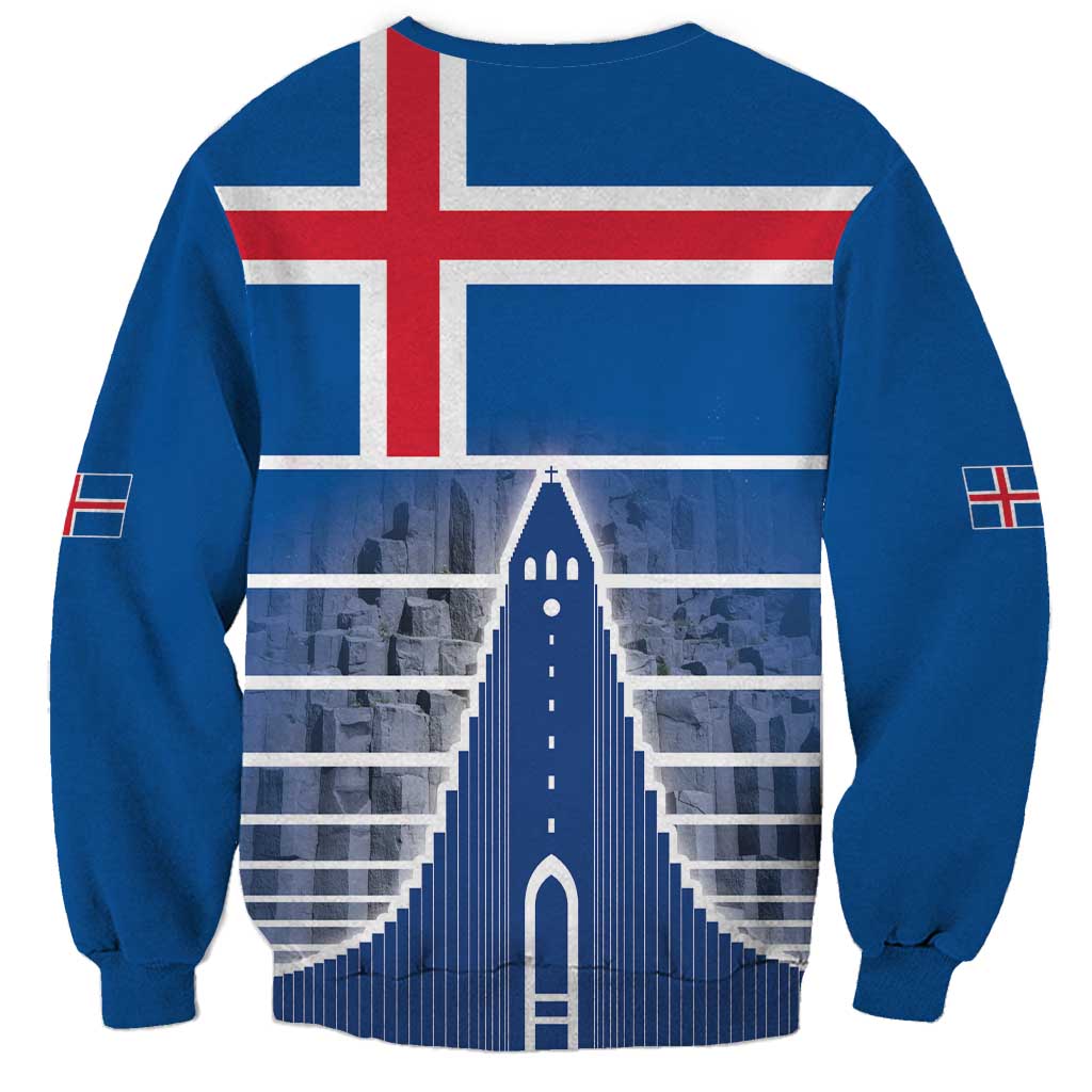 Iceland Hallgrimskirkja Church Sweatshirt Icelandic Flag Design - Wonder Print Shop