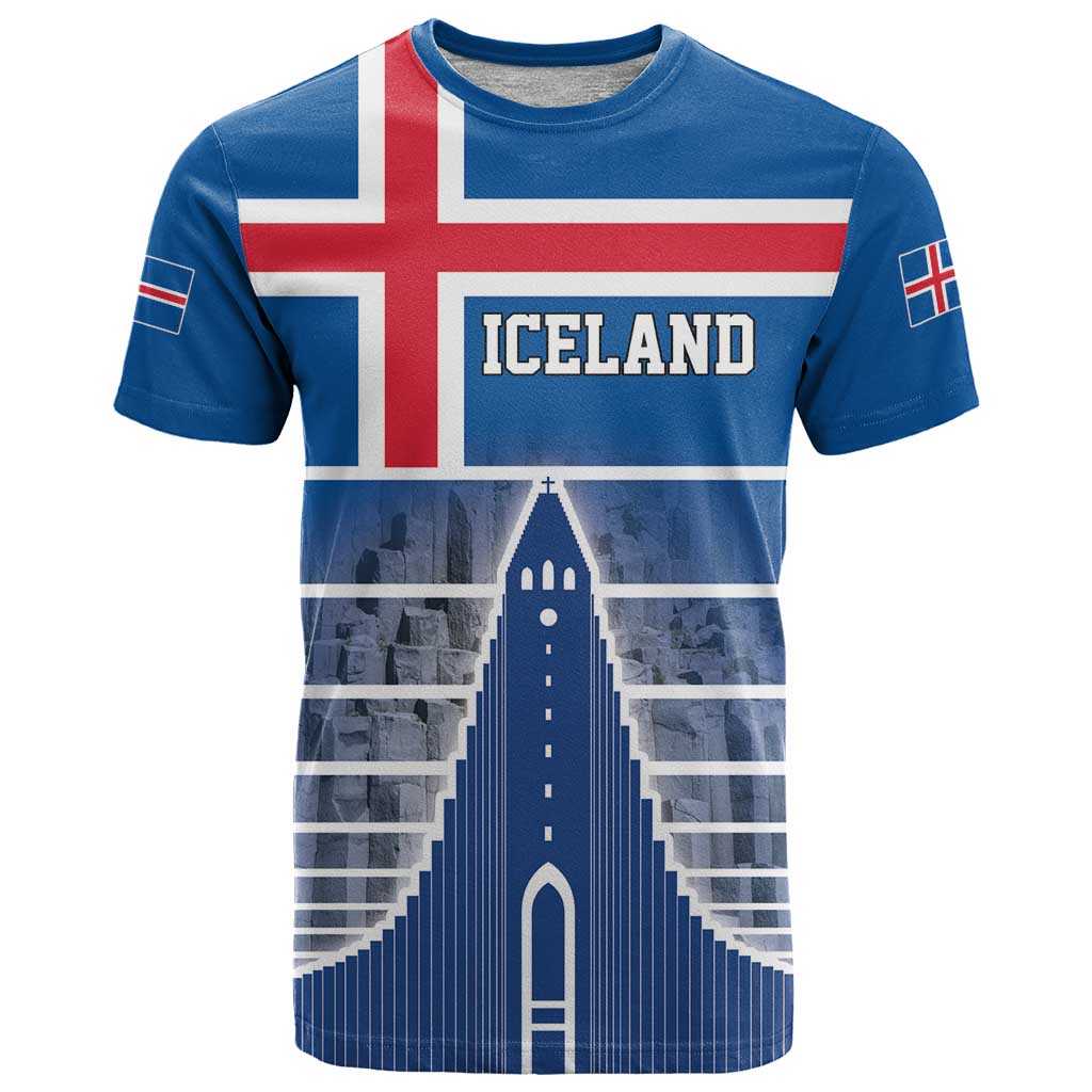 Iceland Hallgrimskirkja Church T Shirt Icelandic Flag Design - Wonder Print Shop