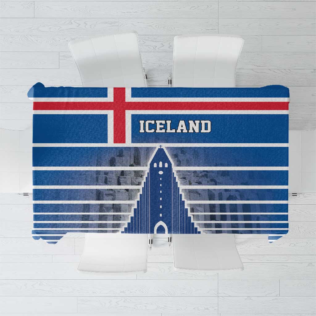 Iceland Hallgrimskirkja Church Tablecloth Icelandic Flag Design - Wonder Print Shop