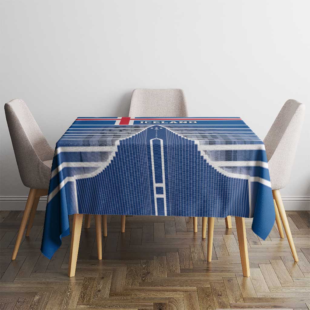 Iceland Hallgrimskirkja Church Tablecloth Icelandic Flag Design - Wonder Print Shop