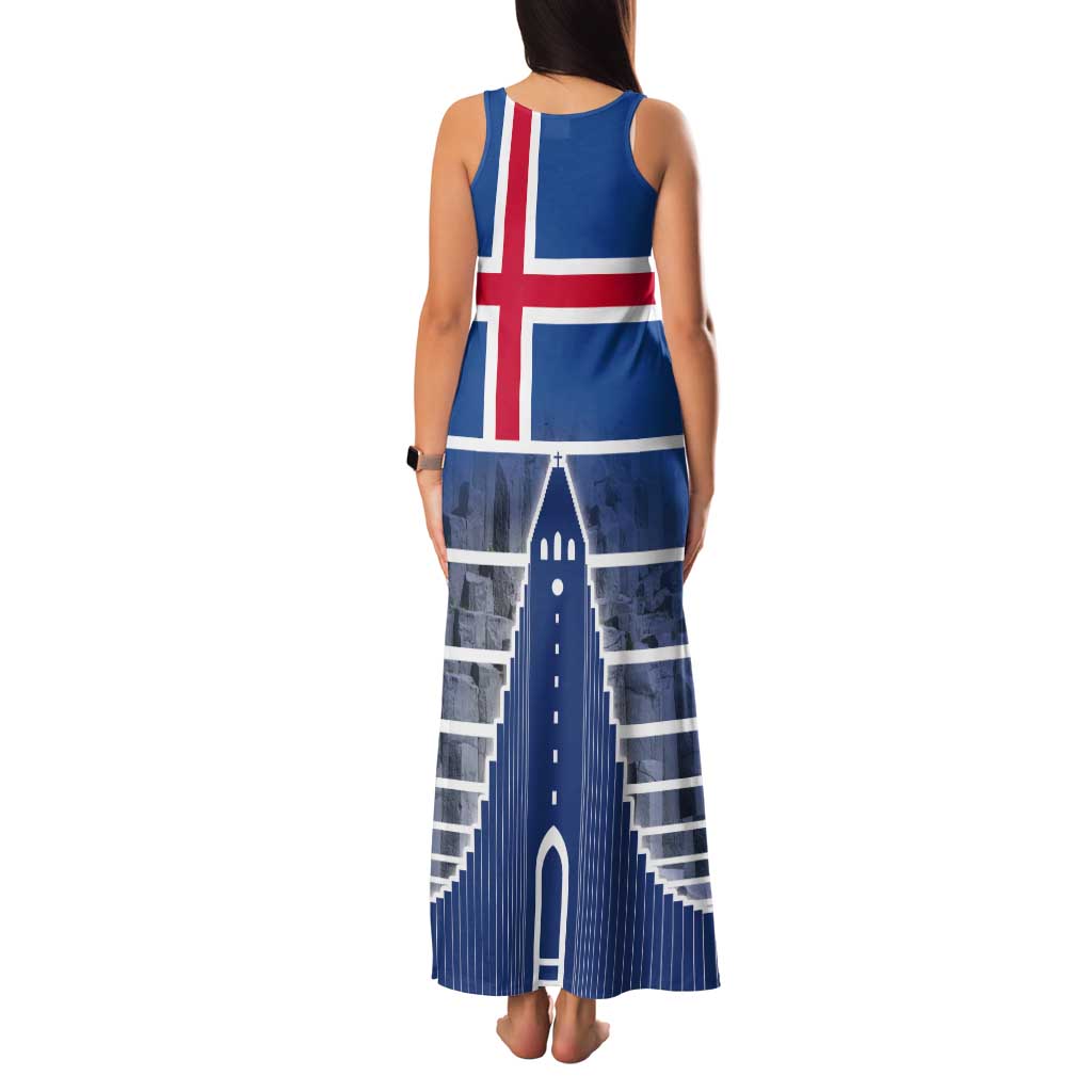 Iceland Hallgrimskirkja Church Tank Maxi Dress Icelandic Flag Design - Wonder Print Shop