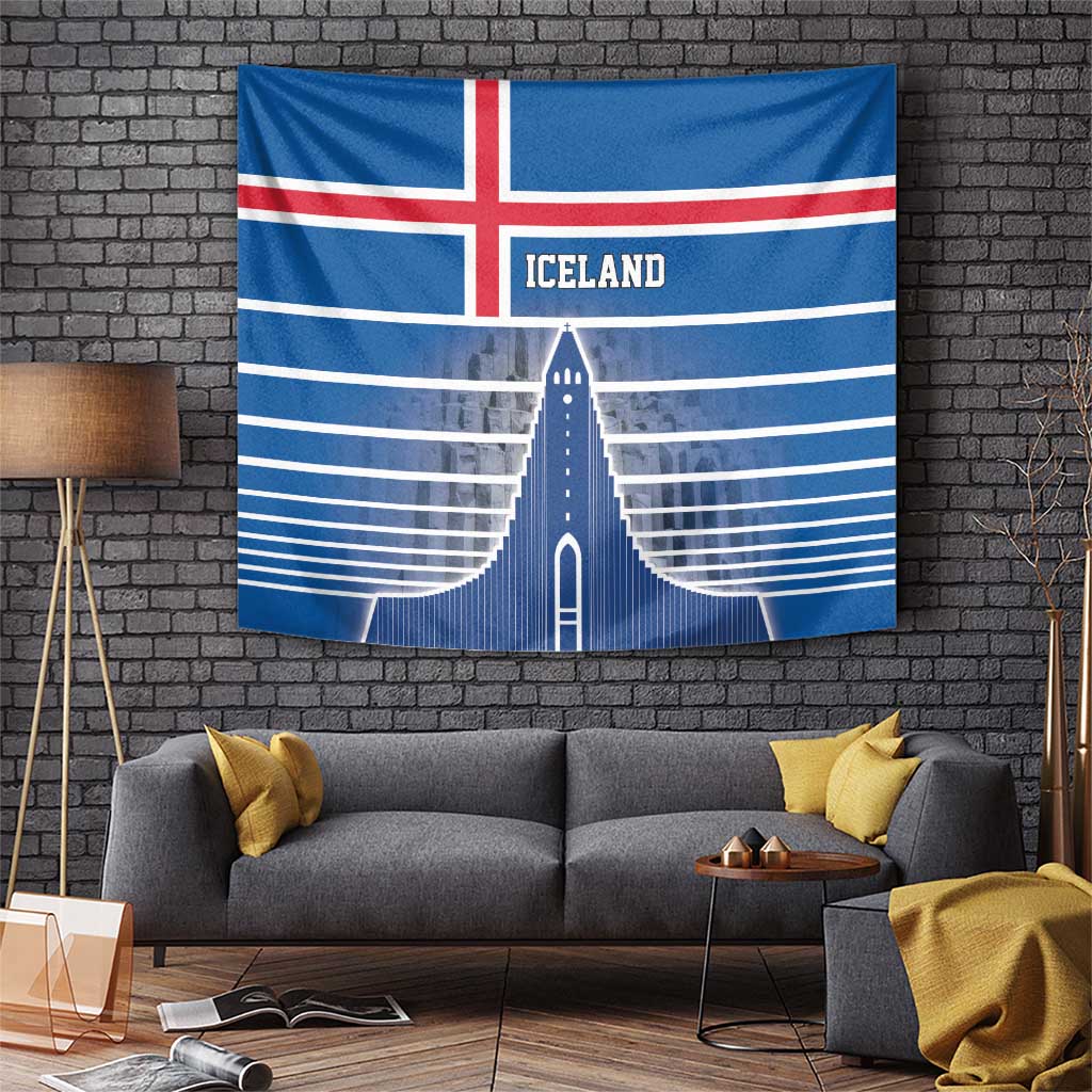 Iceland Hallgrimskirkja Church Tapestry Icelandic Flag Design - Wonder Print Shop