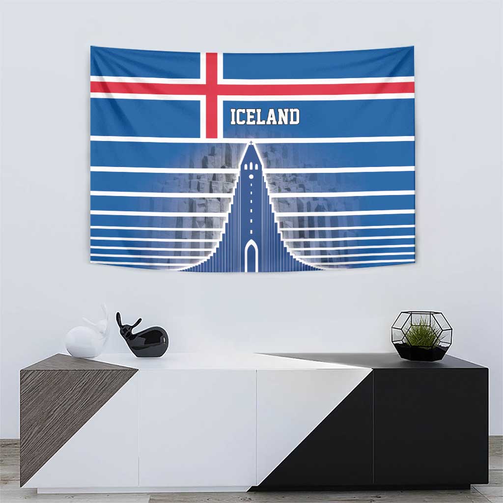 Iceland Hallgrimskirkja Church Tapestry Icelandic Flag Design - Wonder Print Shop