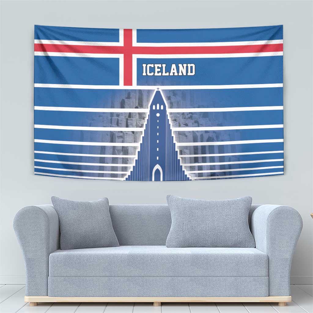 Iceland Hallgrimskirkja Church Tapestry Icelandic Flag Design - Wonder Print Shop