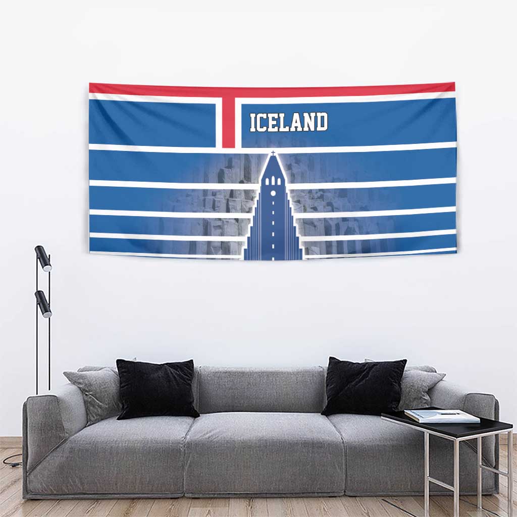 Iceland Hallgrimskirkja Church Tapestry Icelandic Flag Design - Wonder Print Shop