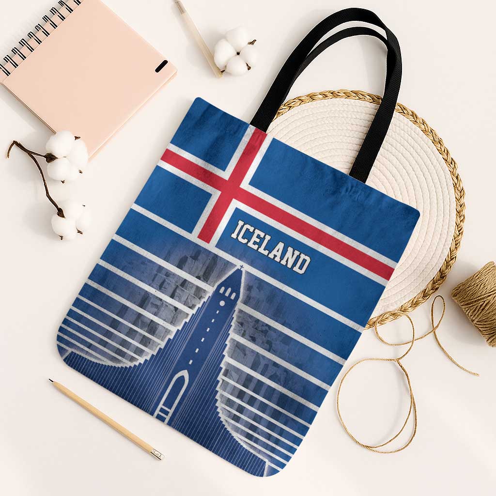 Iceland Hallgrimskirkja Church Tote Bag Icelandic Flag Design - Wonder Print Shop