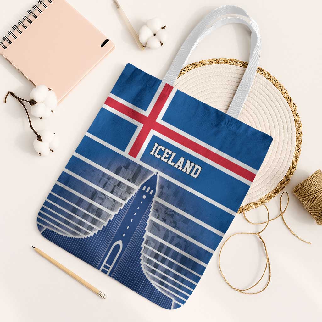 Iceland Hallgrimskirkja Church Tote Bag Icelandic Flag Design - Wonder Print Shop