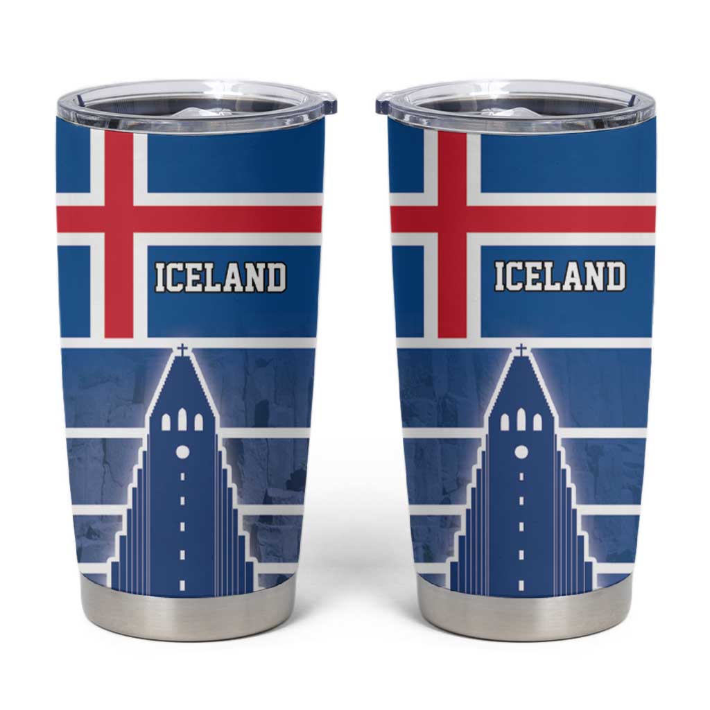 Iceland Hallgrimskirkja Church Tumbler Cup Icelandic Flag Design - Wonder Print Shop