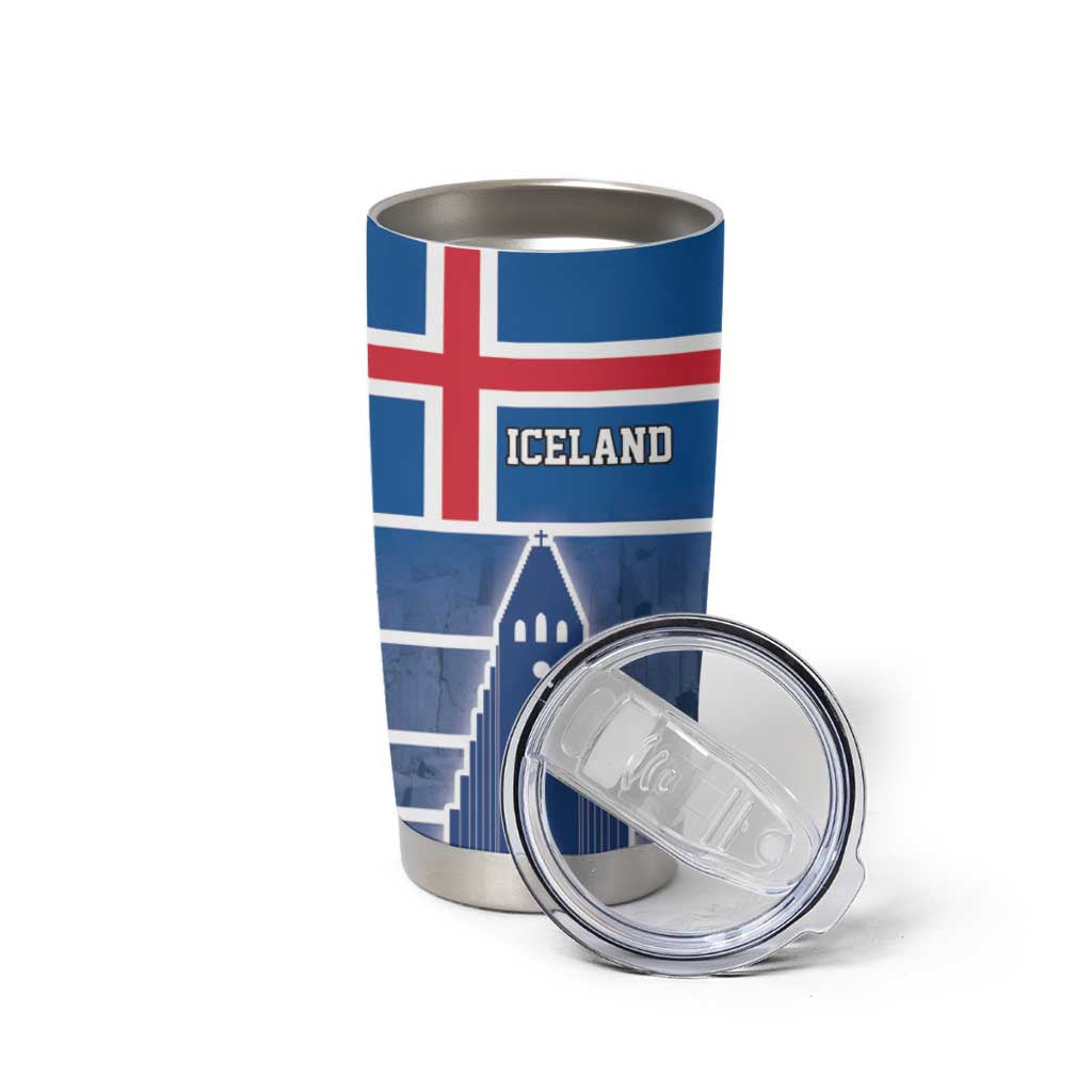 Iceland Hallgrimskirkja Church Tumbler Cup Icelandic Flag Design - Wonder Print Shop