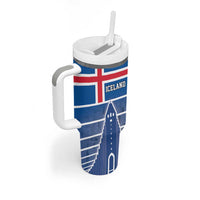 Iceland Hallgrimskirkja Church Tumbler With Handle Icelandic Flag Design - Wonder Print Shop