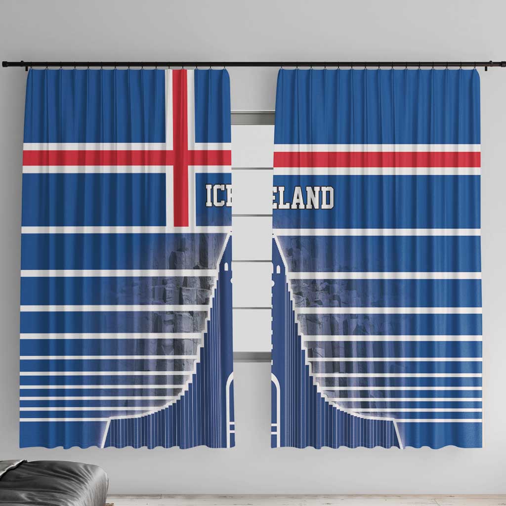 Iceland Hallgrimskirkja Church Window Curtain Icelandic Flag Design - Wonder Print Shop