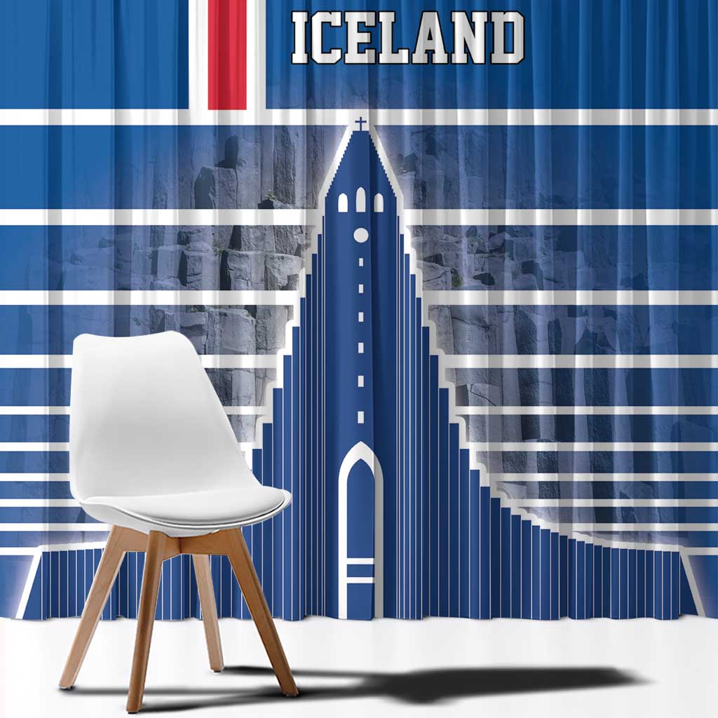 Iceland Hallgrimskirkja Church Window Curtain Icelandic Flag Design - Wonder Print Shop