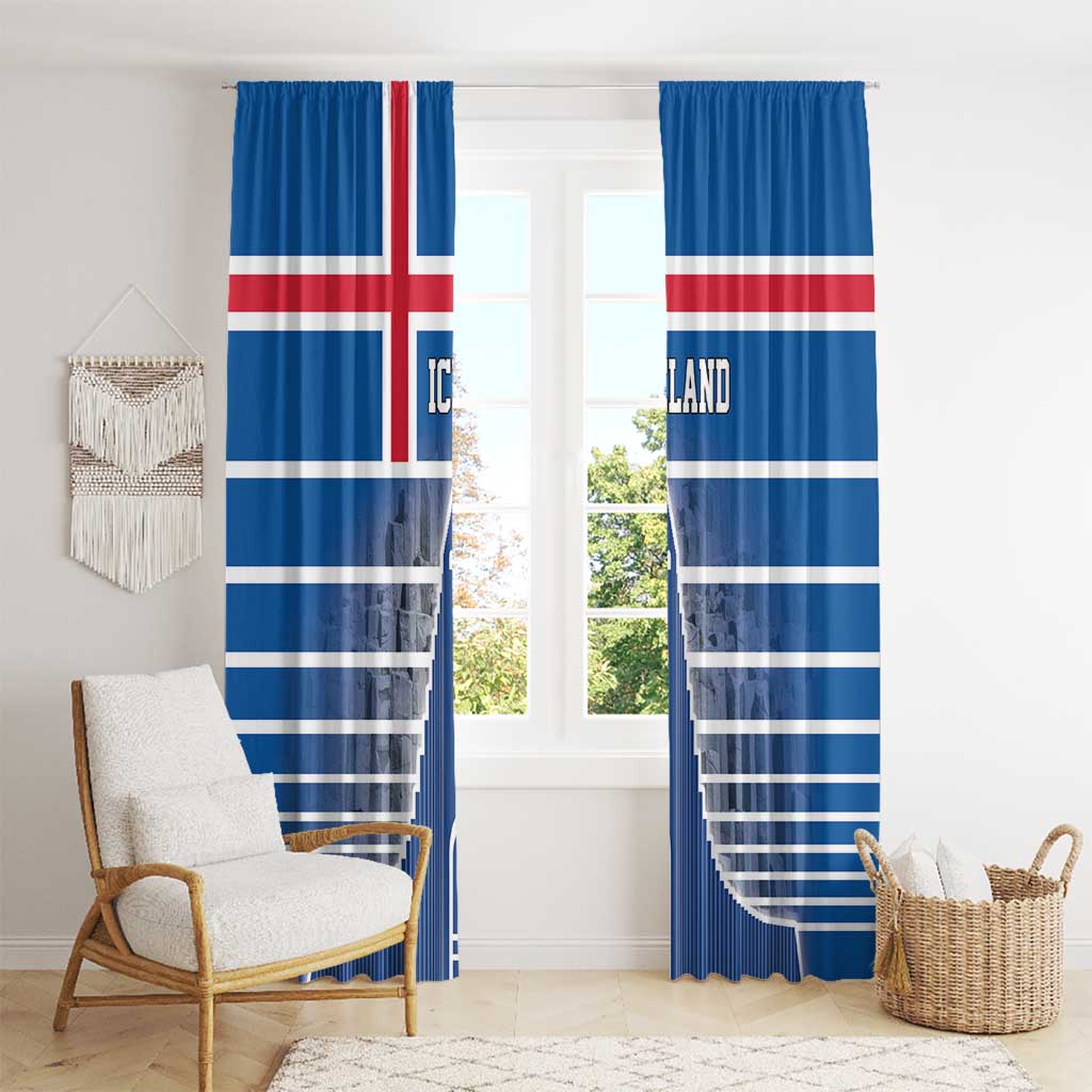 Iceland Hallgrimskirkja Church Window Curtain Icelandic Flag Design - Wonder Print Shop