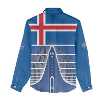 Iceland Hallgrimskirkja Church Women Casual Shirt Icelandic Flag Design - Wonder Print Shop