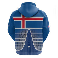 Iceland Hallgrimskirkja Church Zip Hoodie Icelandic Flag Design - Wonder Print Shop