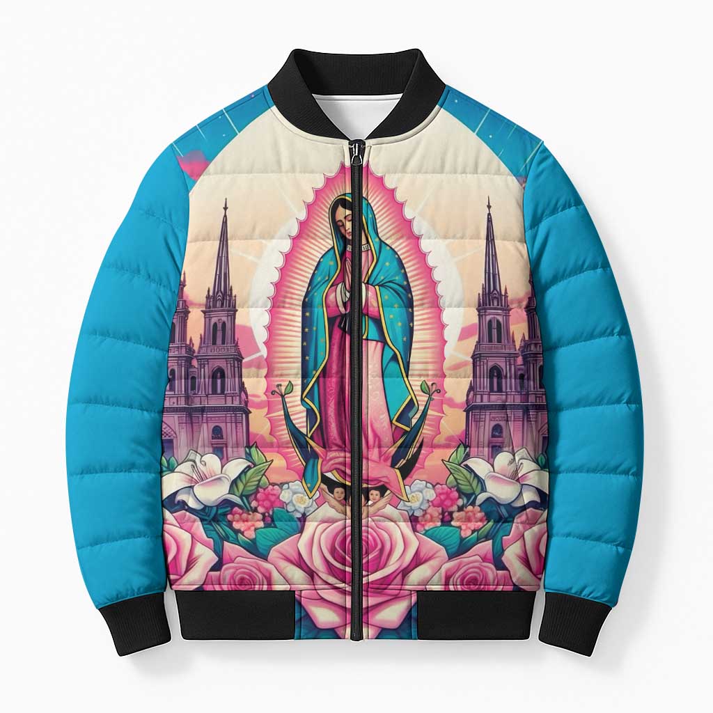 Our Lady of Guadalupe Bomber Puffer Jacket Virgin Mary of Mexico - Wonder Print Shop