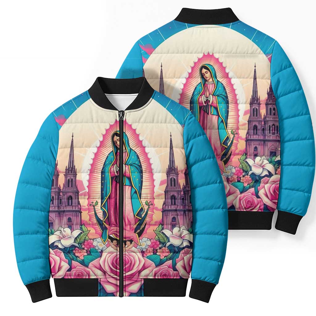 Our Lady of Guadalupe Bomber Puffer Jacket Virgin Mary of Mexico - Wonder Print Shop
