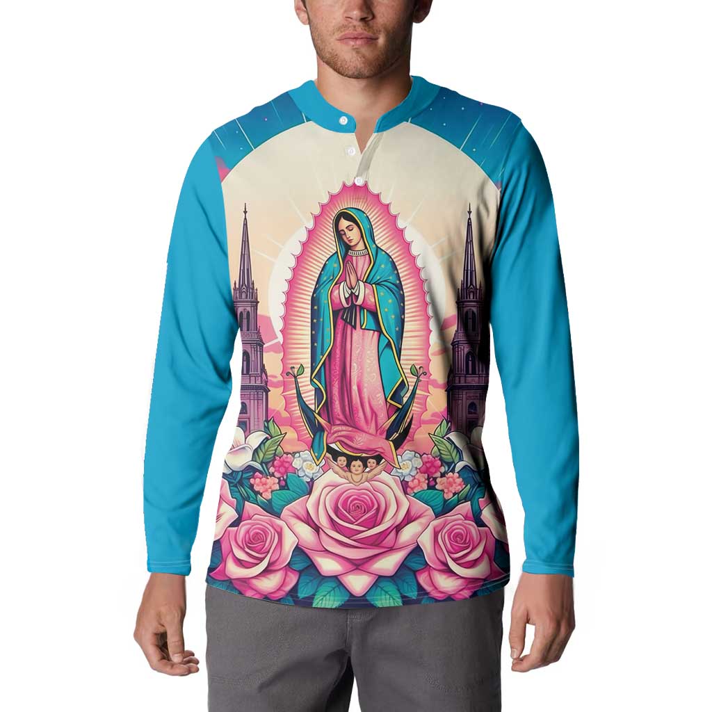 Our Lady of Guadalupe Button Sweatshirt Virgin Mary of Mexico - Wonder Print Shop