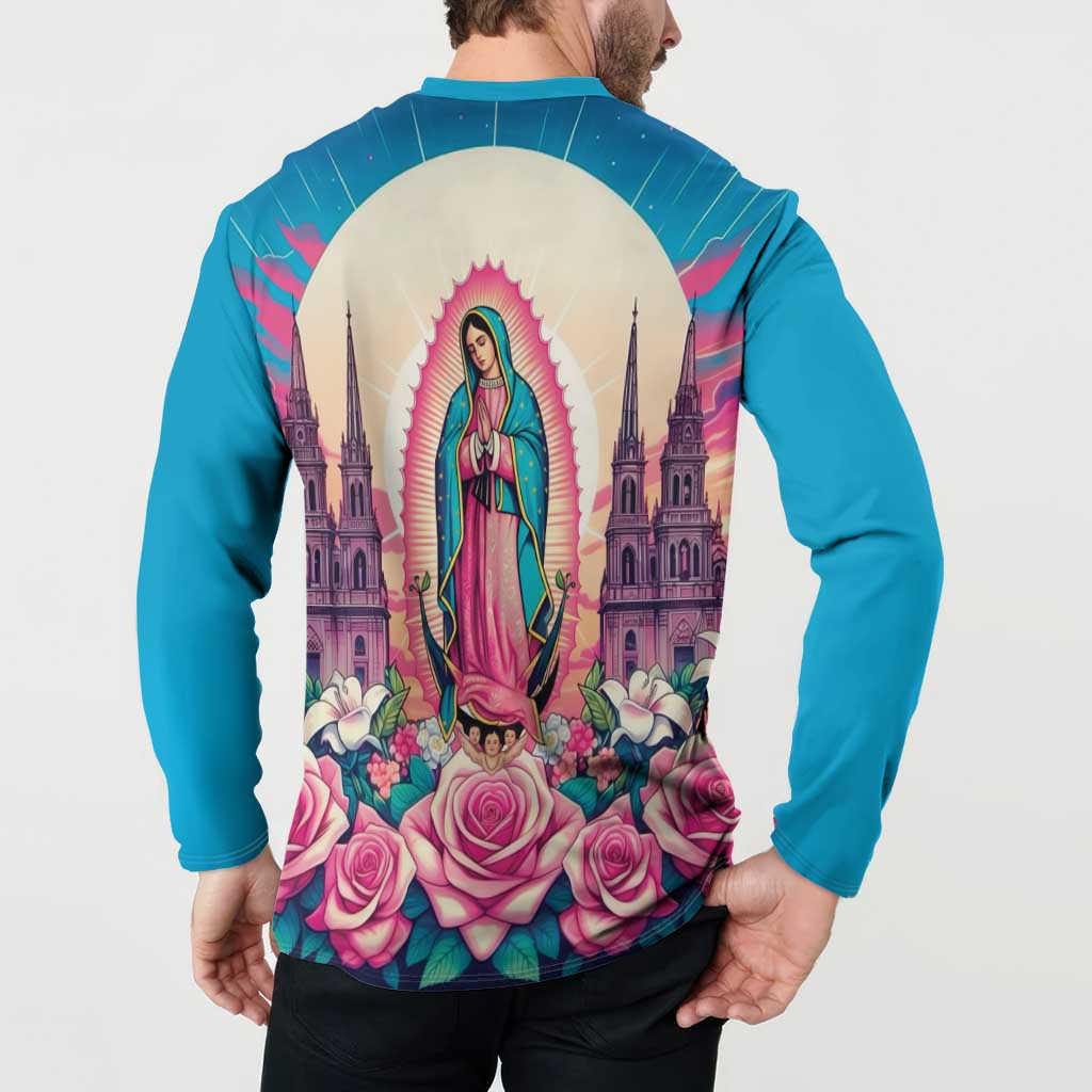 Our Lady of Guadalupe Button Sweatshirt Virgin Mary of Mexico - Wonder Print Shop