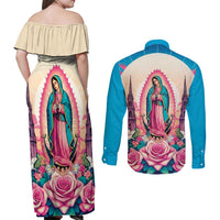 Our Lady of Guadalupe Couples Matching Off Shoulder Maxi Dress and Long Sleeve Button Shirt Virgin Mary of Mexico - Wonder Print Shop