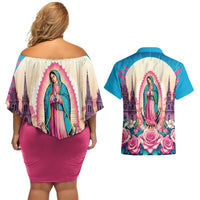 Our Lady of Guadalupe Couples Matching Off Shoulder Short Dress and Hawaiian Shirt Virgin Mary of Mexico - Wonder Print Shop