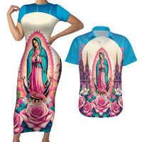 Our Lady of Guadalupe Couples Matching Short Sleeve Bodycon Dress and Hawaiian Shirt Virgin Mary of Mexico - Wonder Print Shop