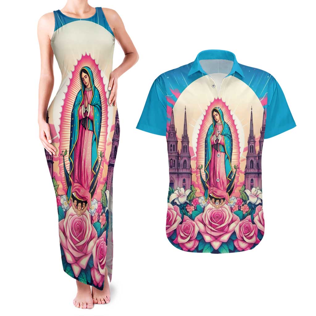 Our Lady of Guadalupe Couples Matching Tank Maxi Dress and Hawaiian Shirt Virgin Mary of Mexico - Wonder Print Shop
