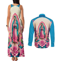 Our Lady of Guadalupe Couples Matching Tank Maxi Dress and Long Sleeve Button Shirt Virgin Mary of Mexico - Wonder Print Shop