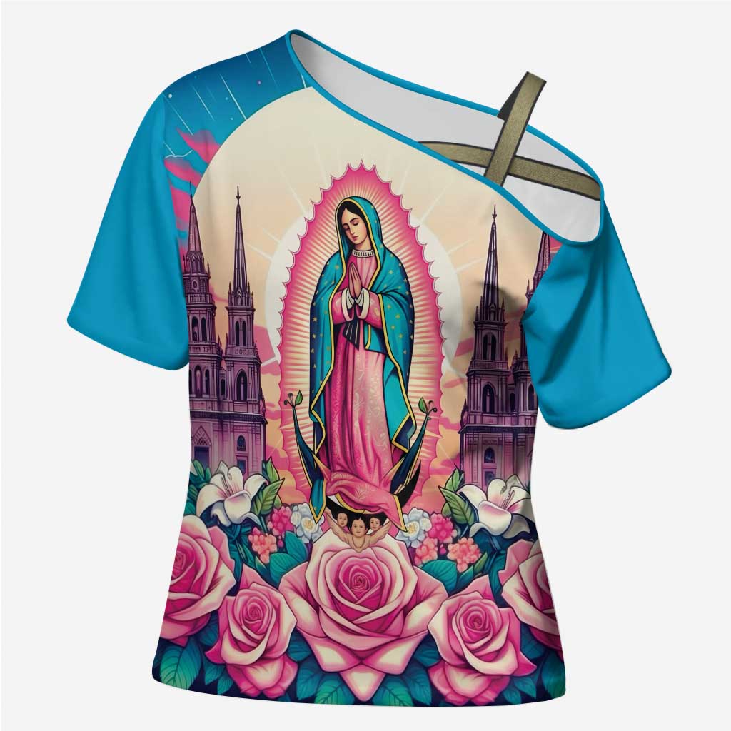 Our Lady of Guadalupe Cross Shoulder Shirt Virgin Mary of Mexico - Wonder Print Shop