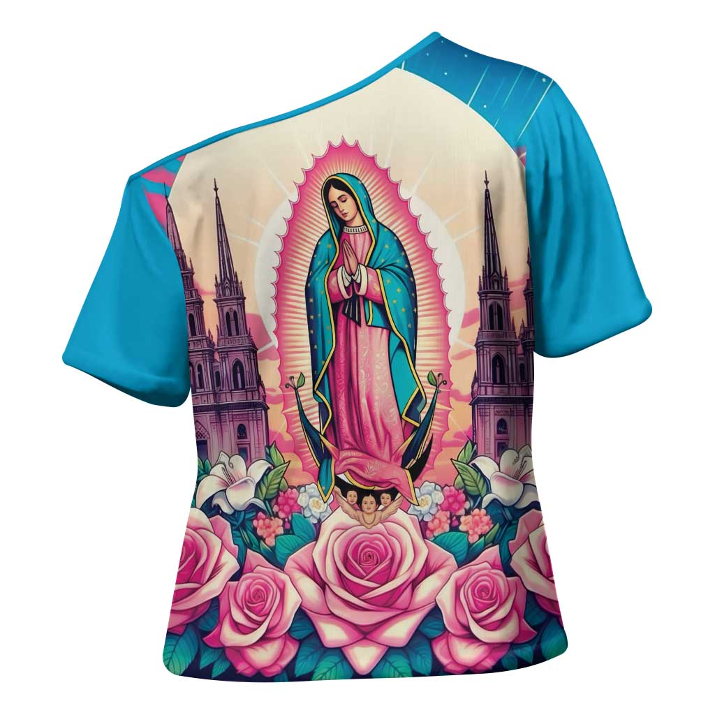 Our Lady of Guadalupe Cross Shoulder Shirt Virgin Mary of Mexico - Wonder Print Shop