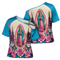 Our Lady of Guadalupe Cross Shoulder Shirt Virgin Mary of Mexico - Wonder Print Shop