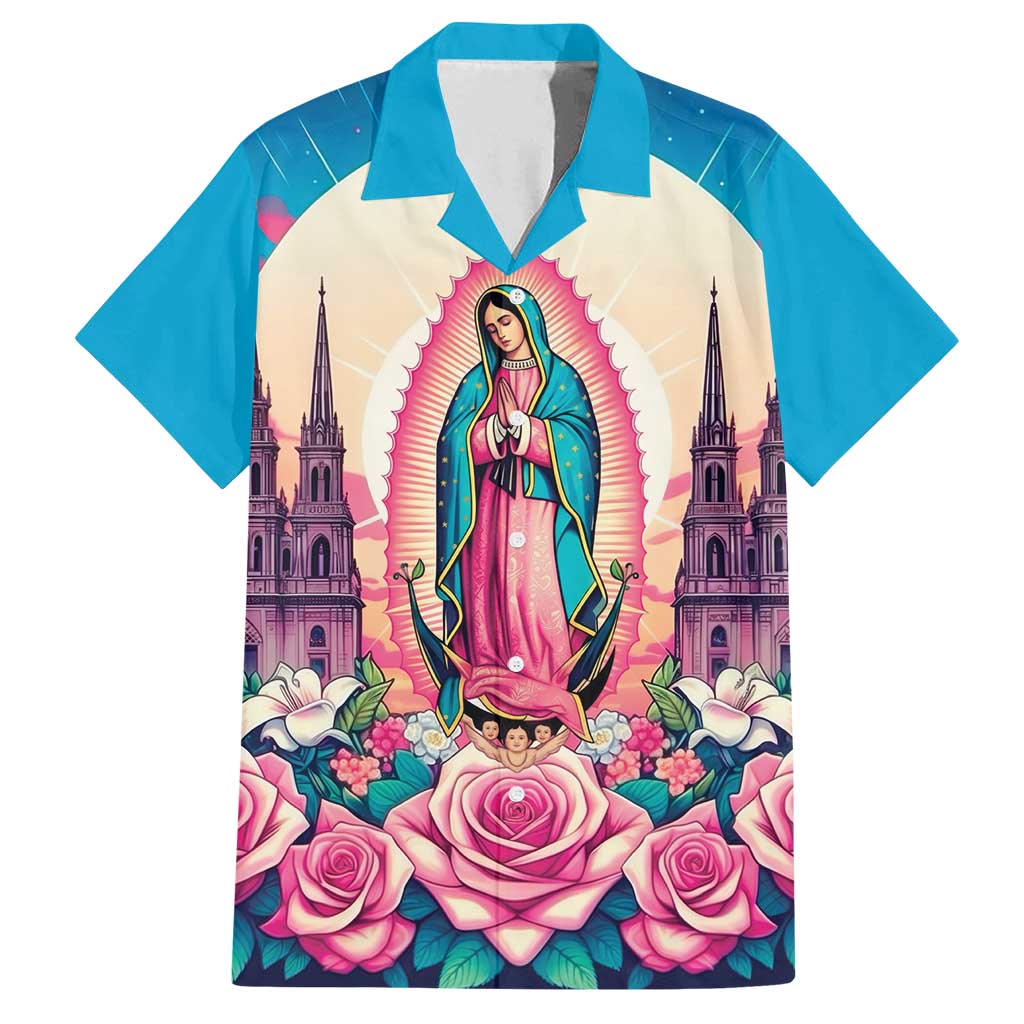 Our Lady of Guadalupe Family Matching Long Sleeve Bodycon Dress and Hawaiian Shirt Virgin Mary of Mexico - Wonder Print Shop
