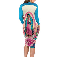 Our Lady of Guadalupe Family Matching Long Sleeve Bodycon Dress and Hawaiian Shirt Virgin Mary of Mexico - Wonder Print Shop