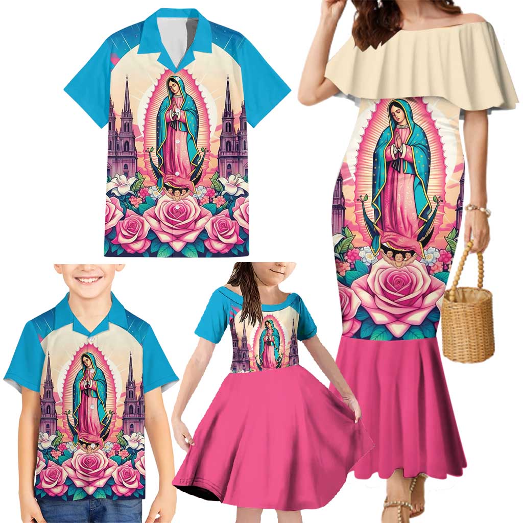 Our Lady of Guadalupe Family Matching Mermaid Dress and Hawaiian Shirt Virgin Mary of Mexico - Wonder Print Shop