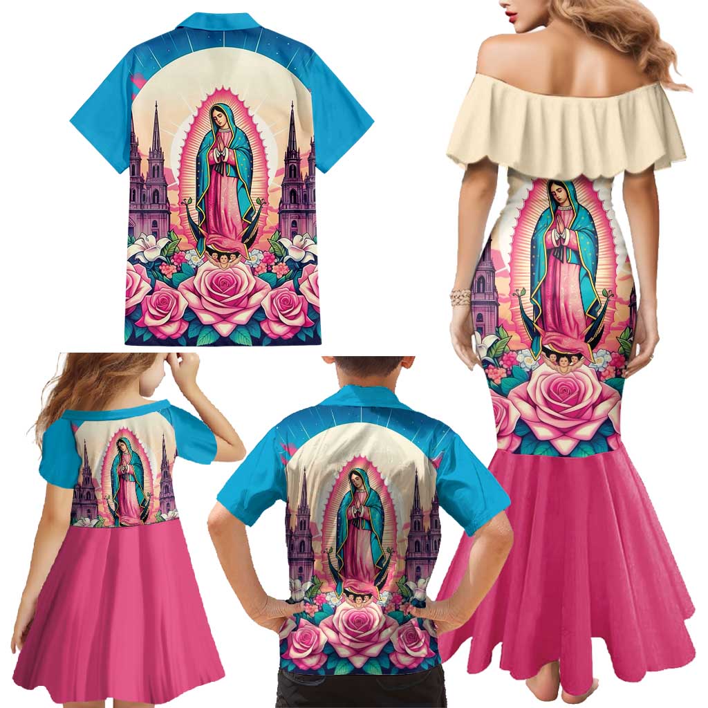 Our Lady of Guadalupe Family Matching Mermaid Dress and Hawaiian Shirt Virgin Mary of Mexico - Wonder Print Shop