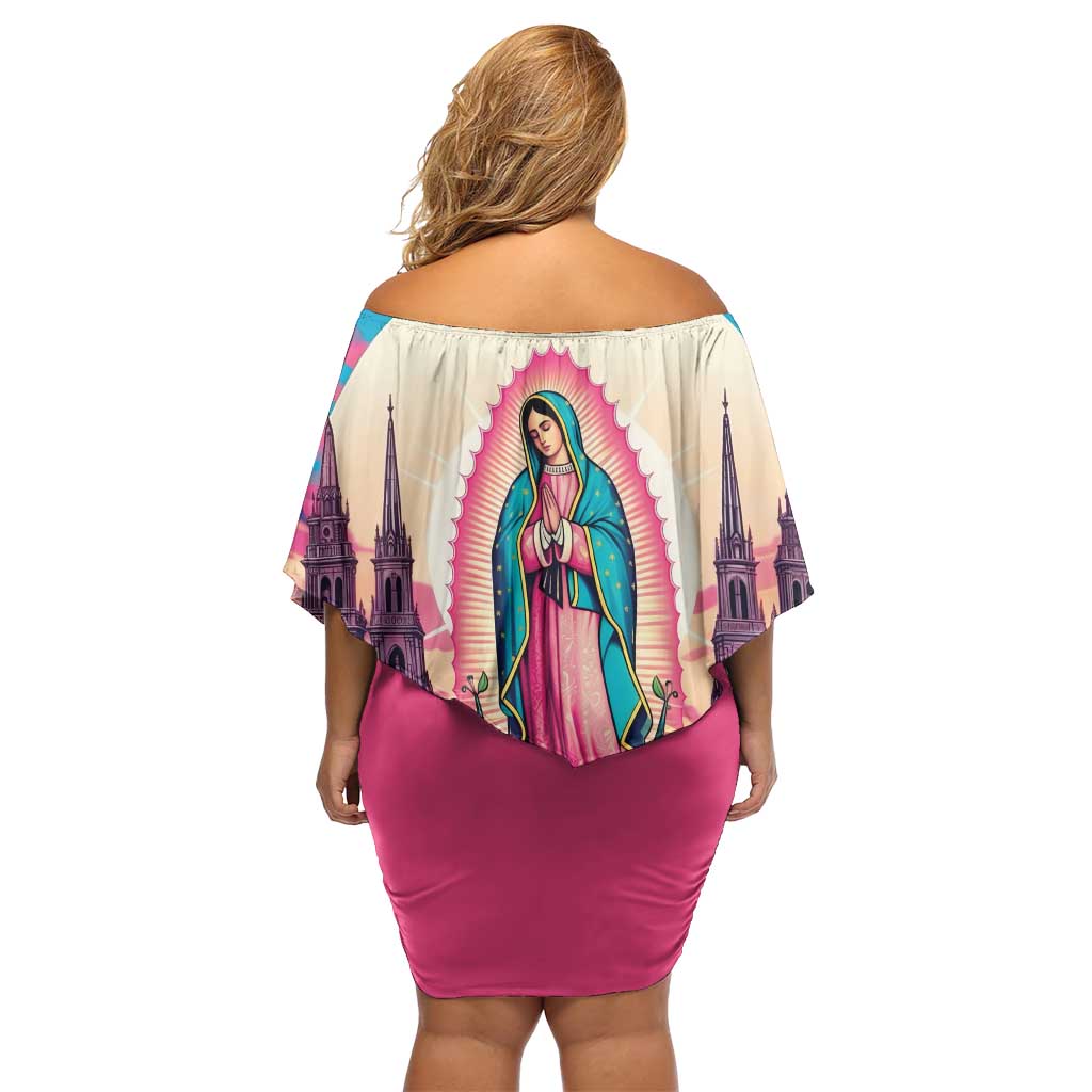 Our Lady of Guadalupe Family Matching Off Shoulder Short Dress and Hawaiian Shirt Virgin Mary of Mexico - Wonder Print Shop