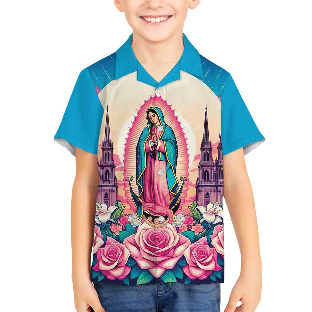 Our Lady of Guadalupe Family Matching Off Shoulder Short Dress and Hawaiian Shirt Virgin Mary of Mexico - Wonder Print Shop