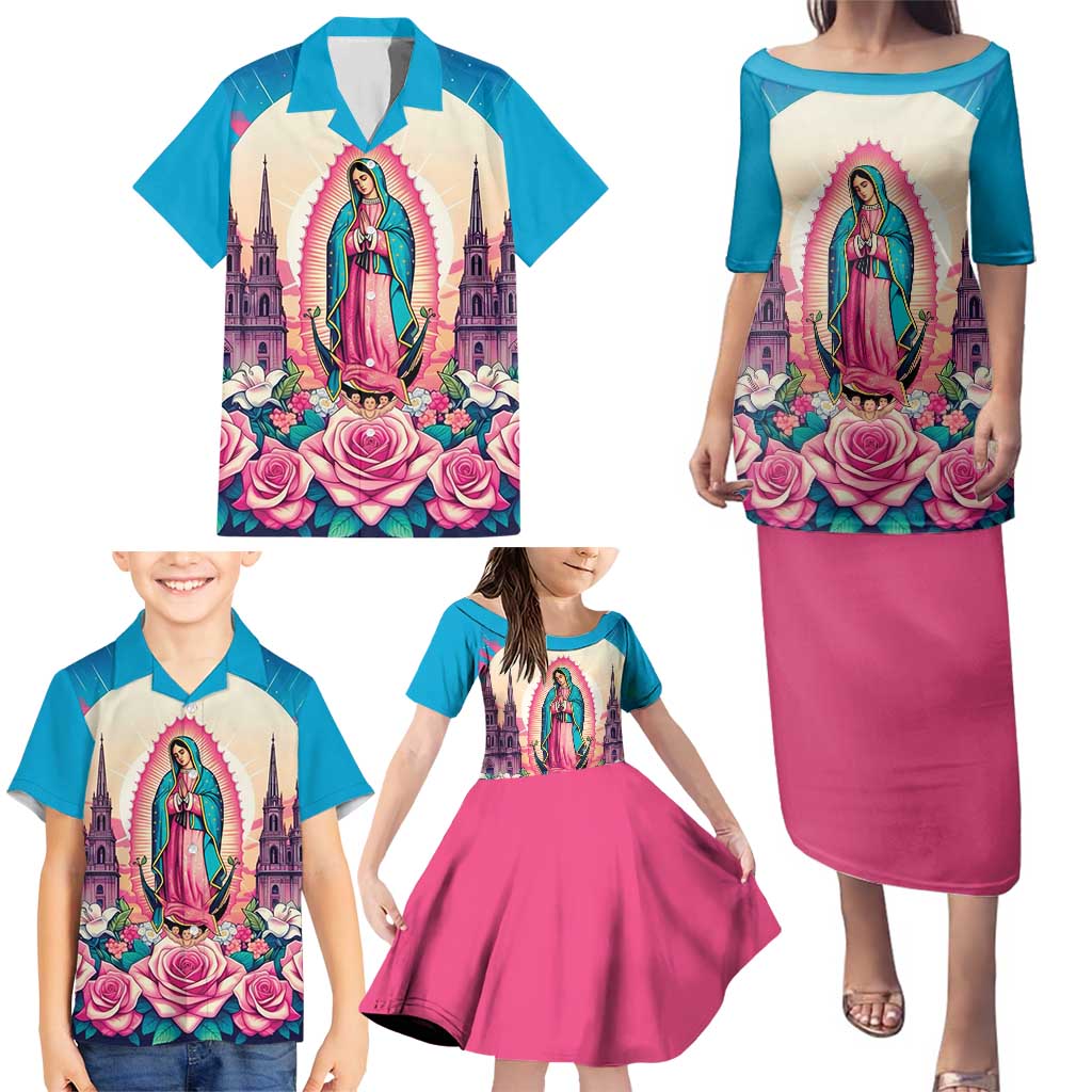 Our Lady of Guadalupe Family Matching Puletasi and Hawaiian Shirt Virgin Mary of Mexico - Wonder Print Shop