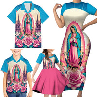 Our Lady of Guadalupe Family Matching Short Sleeve Bodycon Dress and Hawaiian Shirt Virgin Mary of Mexico - Wonder Print Shop
