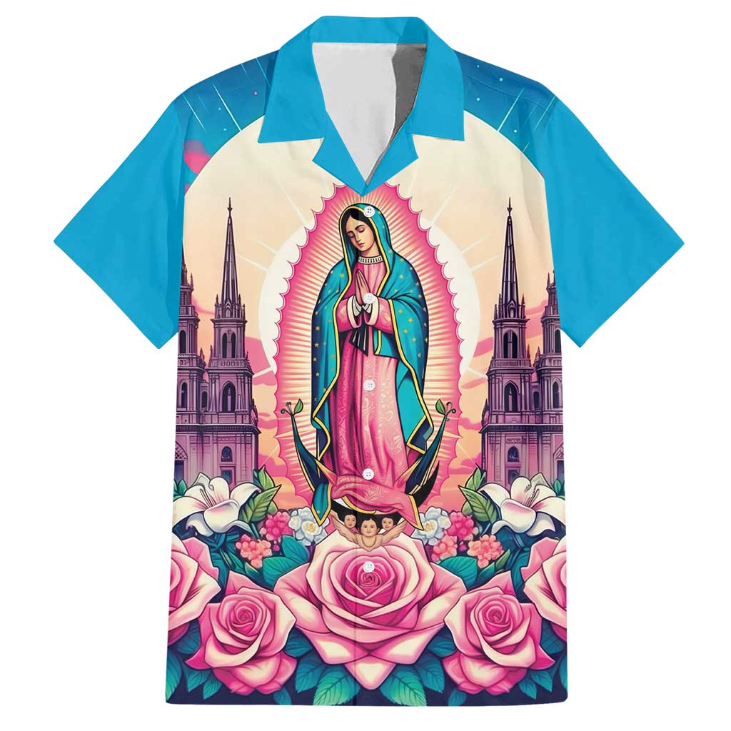 Our Lady of Guadalupe Family Matching Short Sleeve Bodycon Dress and Hawaiian Shirt Virgin Mary of Mexico - Wonder Print Shop