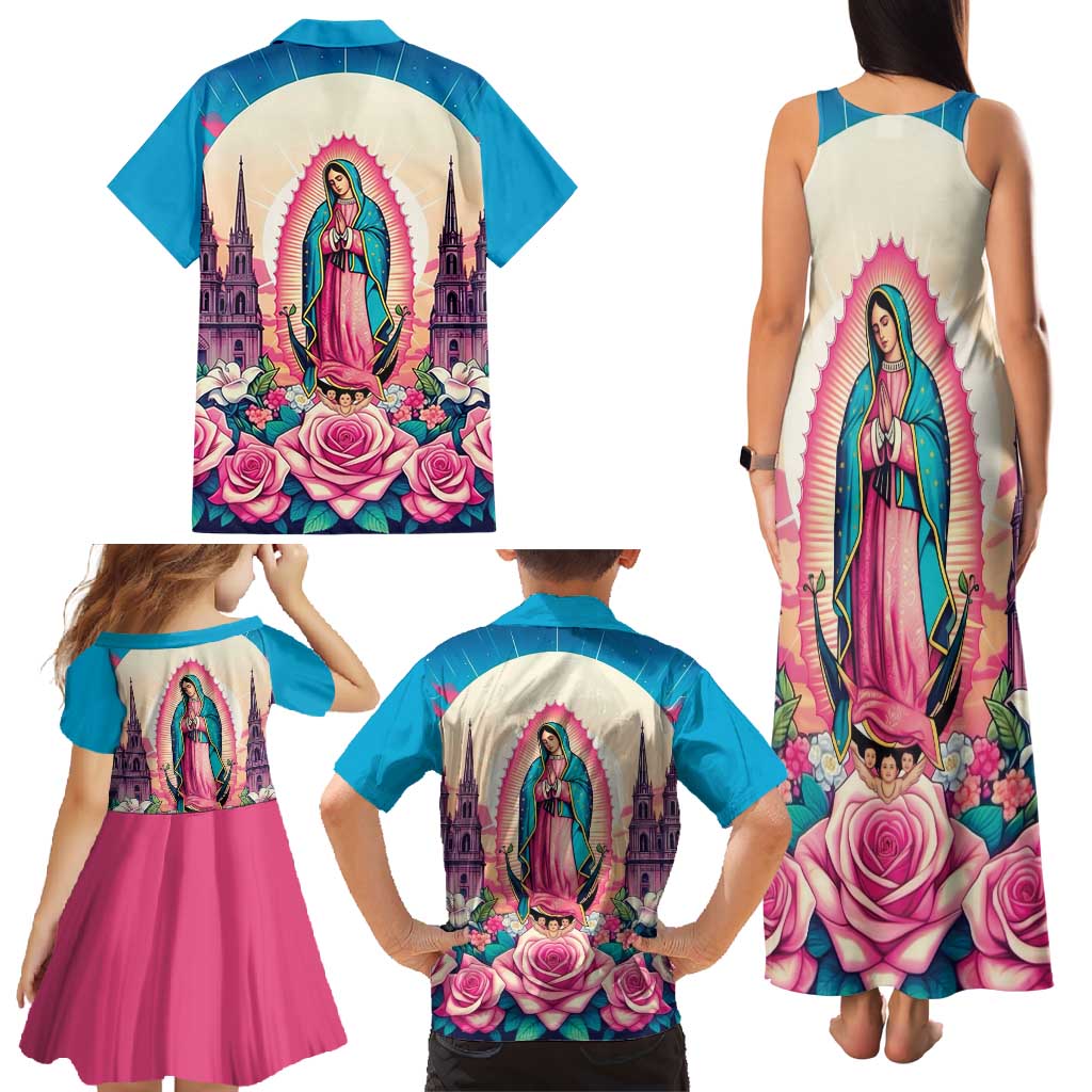 Our Lady of Guadalupe Family Matching Tank Maxi Dress and Hawaiian Shirt Virgin Mary of Mexico - Wonder Print Shop