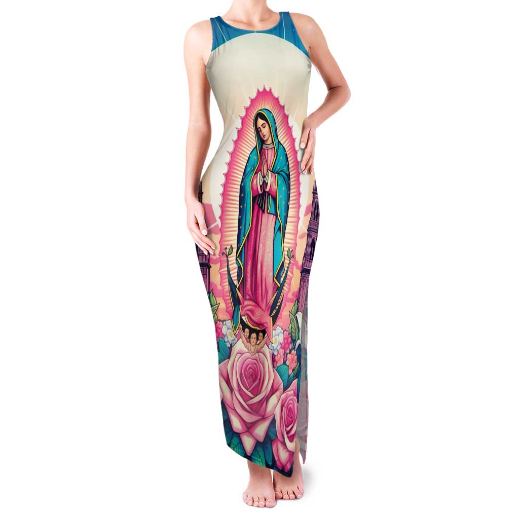 Our Lady of Guadalupe Family Matching Tank Maxi Dress and Hawaiian Shirt Virgin Mary of Mexico - Wonder Print Shop