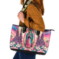 Our Lady of Guadalupe Leather Tote Bag Virgin Mary of Mexico - Wonder Print Shop
