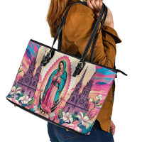 Our Lady of Guadalupe Leather Tote Bag Virgin Mary of Mexico - Wonder Print Shop