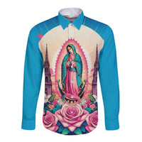 Our Lady of Guadalupe Long Sleeve Button Shirt Virgin Mary of Mexico - Wonder Print Shop