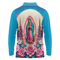Our Lady of Guadalupe Long Sleeve Polo Shirt Virgin Mary of Mexico - Wonder Print Shop