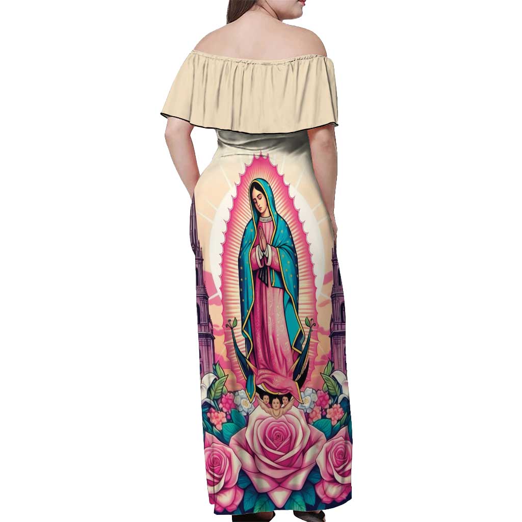Our Lady of Guadalupe Off Shoulder Maxi Dress Virgin Mary of Mexico - Wonder Print Shop