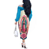 Our Lady of Guadalupe Off The Shoulder Long Sleeve Dress Virgin Mary of Mexico - Wonder Print Shop