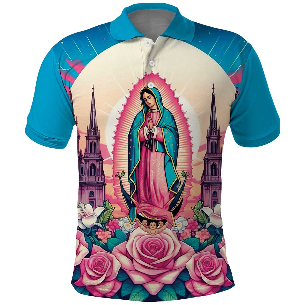 Our Lady of Guadalupe Polo Shirt Virgin Mary of Mexico - Wonder Print Shop